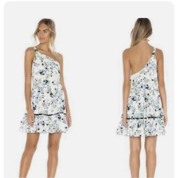 Free People Dresses & Skirts - Free People All Mine Linen Blend Floral One Shoulder Mini Dress, Large NWOT